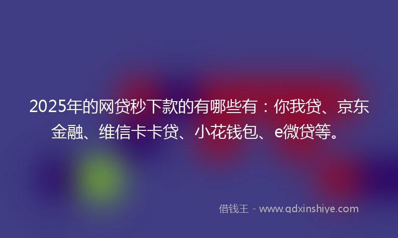2025年的网贷秒下款的有哪些有：你我贷、京东金融、维信卡卡贷、小花钱包、e微贷等。