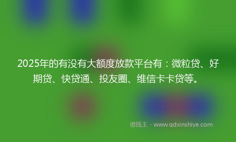2025年的有没有大额度放款平台有：微粒贷、好期贷、快贷通、投友圈、维信卡卡贷等。