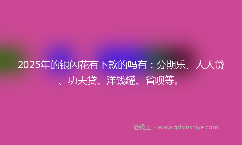 2025年的银闪花有下款的吗有：分期乐、人人贷、功夫贷、洋钱罐、省呗等。