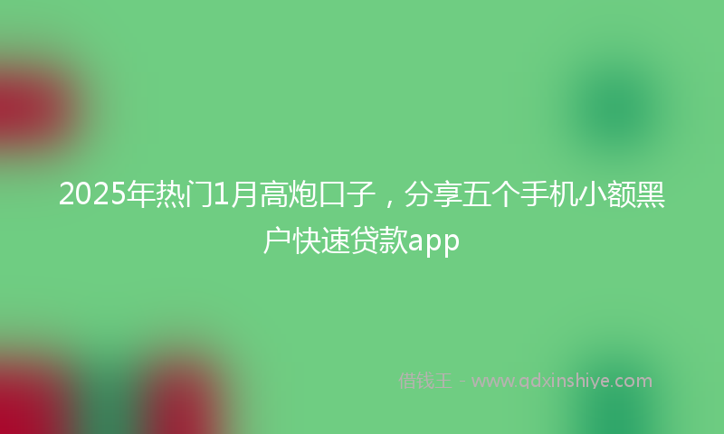 2025年热门1月高炮口子，分享五个手机小额黑户快速贷款app