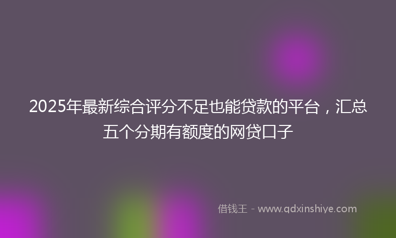 2025年最新综合评分不足也能贷款的平台，汇总五个分期有额度的网贷口子