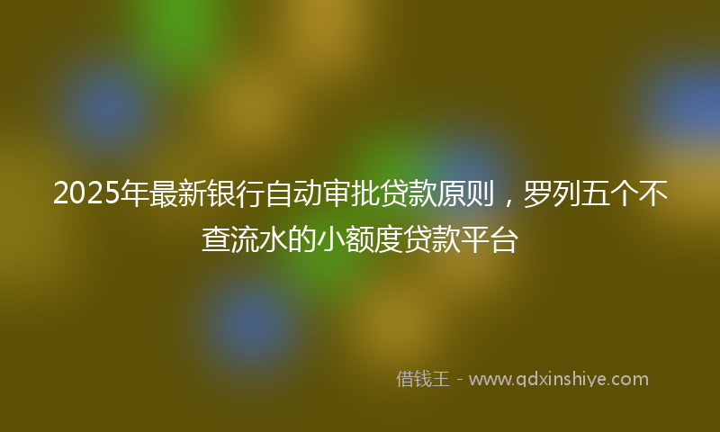 2025年最新银行自动审批贷款原则，罗列五个不查流水的小额度贷款平台