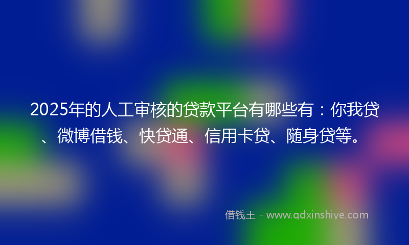 2025年的人工审核的贷款平台有哪些有：你我贷、微博借钱、快贷通、信用卡贷、随身贷等。