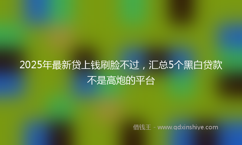 2025年最新贷上钱刷脸不过，汇总5个黑白贷款不是高炮的平台