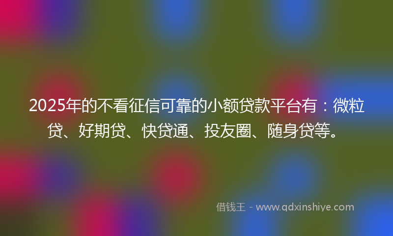 2025年的不看征信可靠的小额贷款平台有：微粒贷、好期贷、快贷通、投友圈、随身贷等。