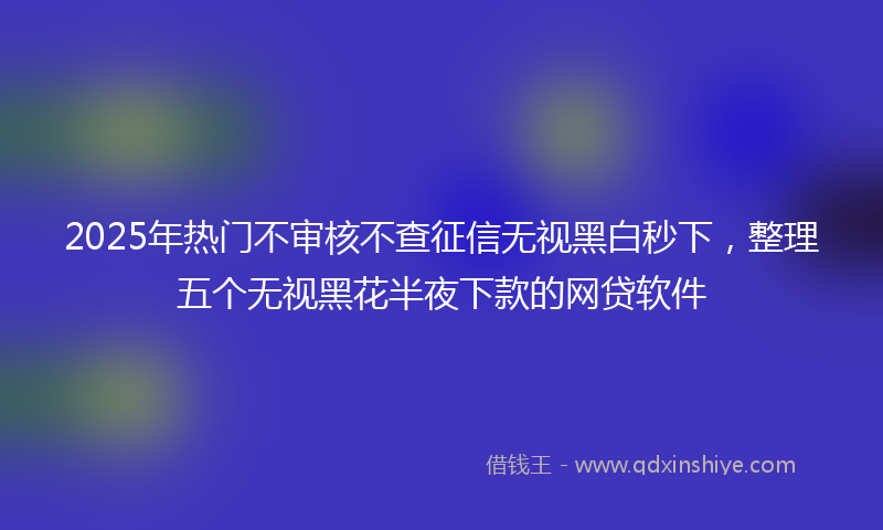 2025年热门不审核不查征信无视黑白秒下，整理五个无视黑花半夜下款的网贷软件