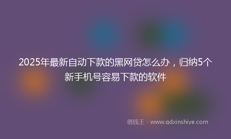 2025年最新自动下款的黑网贷怎么办，归纳5个新手机号容易下款的软件