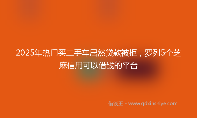 2025年热门买二手车居然贷款被拒，罗列5个芝麻信用可以借钱的平台