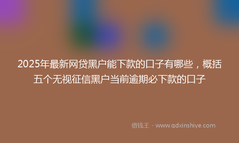 2025年最新网贷黑户能下款的口子有哪些，概括五个无视征信黑户当前逾期必下款的口子