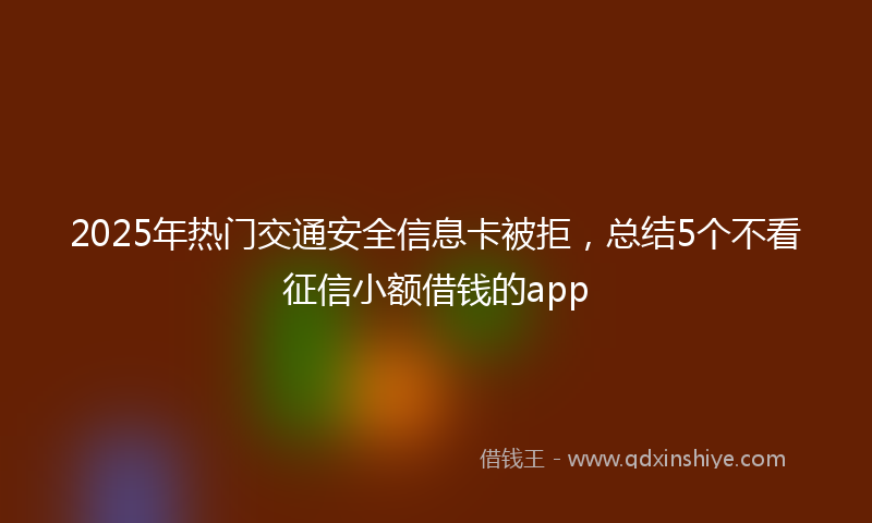 2025年热门交通安全信息卡被拒，总结5个不看征信小额借钱的app