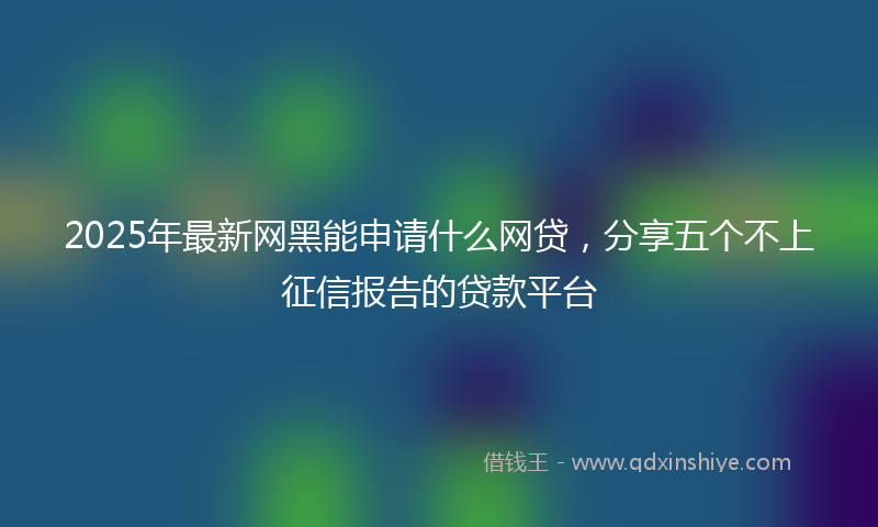 2025年最新网黑能申请什么网贷，分享五个不上征信报告的贷款平台