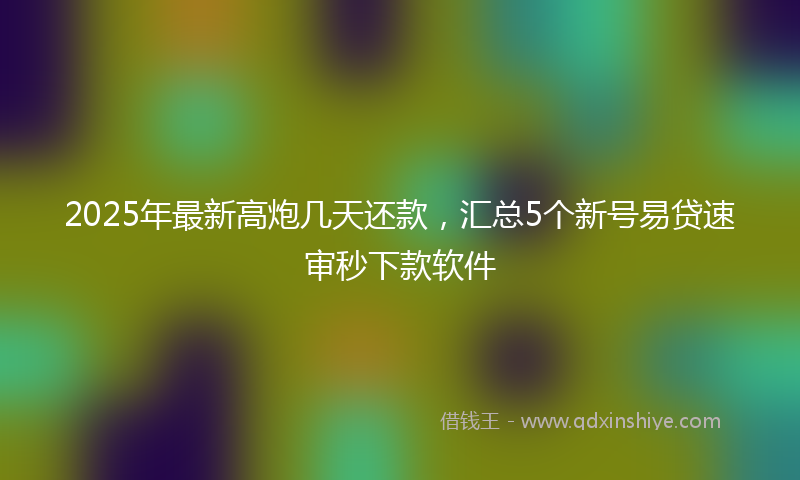 2025年最新高炮几天还款，汇总5个新号易贷速审秒下款软件