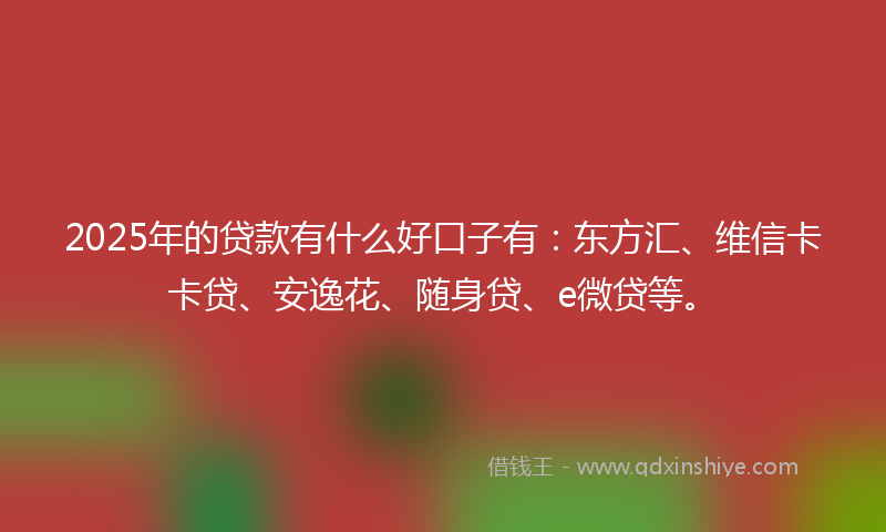 2025年的贷款有什么好口子有：东方汇、维信卡卡贷、安逸花、随身贷、e微贷等。