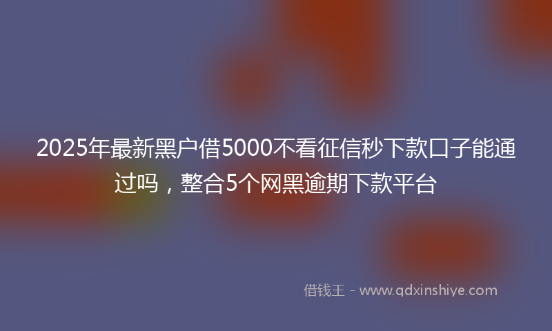 2025年最新黑户借5000不看征信秒下款口子能通过吗，整合5个网黑逾期下款平台