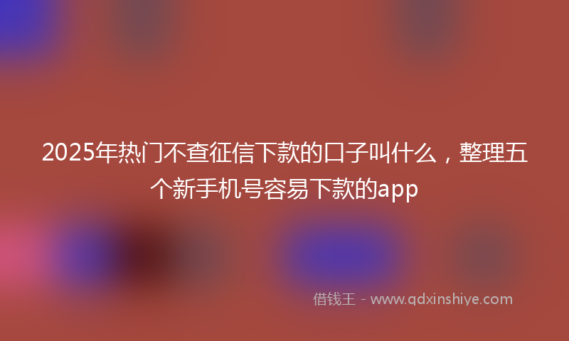 2025年热门不查征信下款的口子叫什么，整理五个新手机号容易下款的app