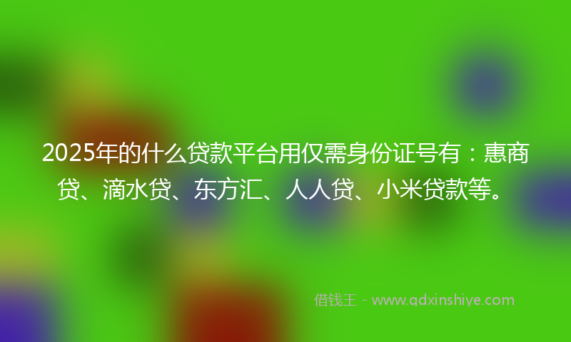 2025年的什么贷款平台用仅需身份证号有：惠商贷、滴水贷、东方汇、人人贷、小米贷款等。