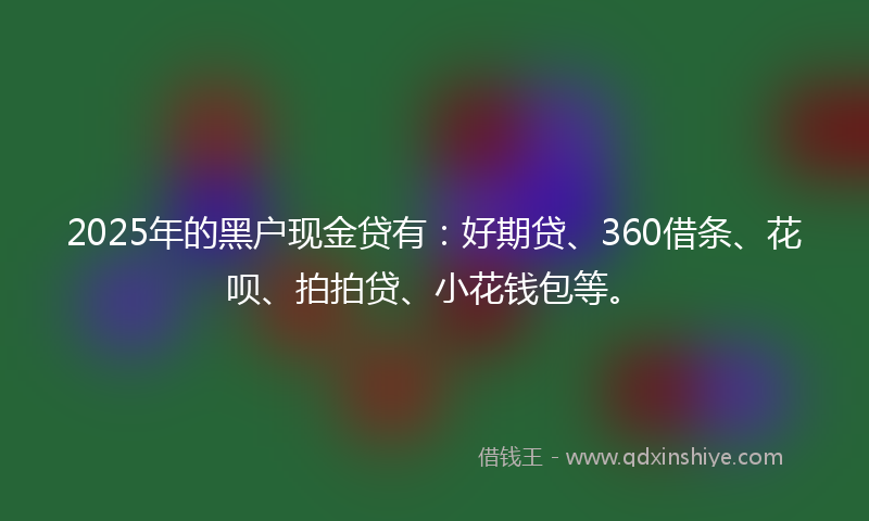 2025年的黑户现金贷有：好期贷、360借条、花呗、拍拍贷、小花钱包等。
