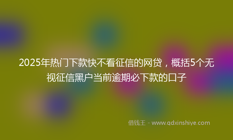 2025年热门下款快不看征信的网贷，概括5个无视征信黑户当前逾期必下款的口子