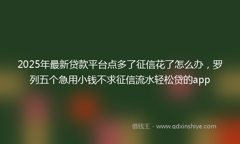 2025年最新贷款平台点多了征信花了怎么办，罗列五个急用小钱不求征信流水轻松贷的app