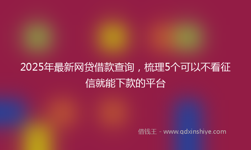 2025年最新网贷借款查询，梳理5个可以不看征信就能下款的平台