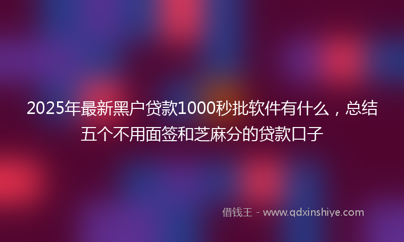 2025年最新黑户贷款1000秒批软件有什么，总结五个不用面签和芝麻分的贷款口子