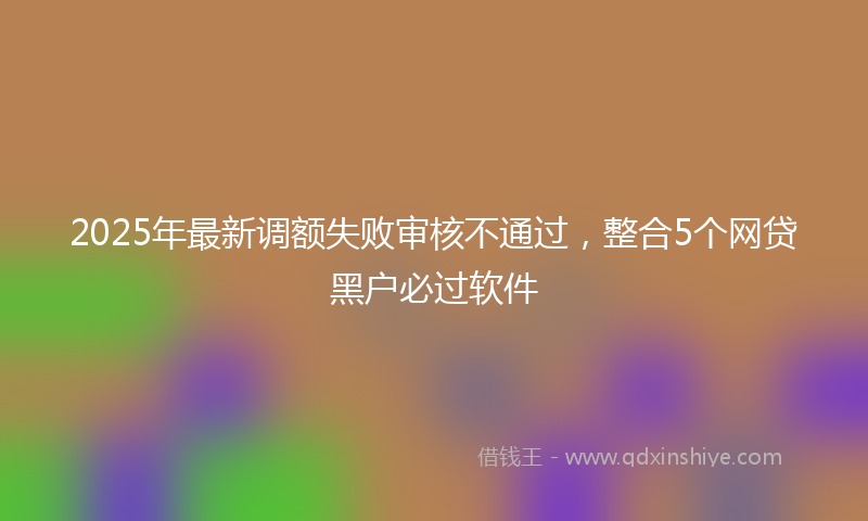2025年最新调额失败审核不通过，整合5个网贷黑户必过软件