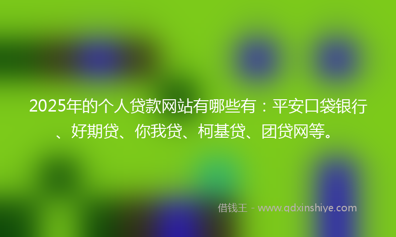 2025年的个人贷款网站有哪些有：平安口袋银行、好期贷、你我贷、柯基贷、团贷网等。