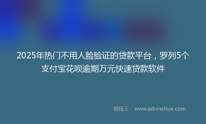 2025年热门不用人脸验证的贷款平台，罗列5个支付宝花呗逾期万元快速贷款软件