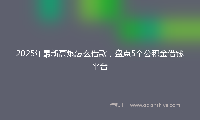 2025年最新高炮怎么借款，盘点5个公积金借钱平台