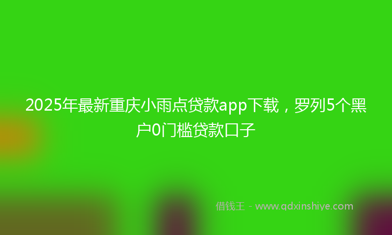 2025年最新重庆小雨点贷款app下载，罗列5个黑户0门槛贷款口子