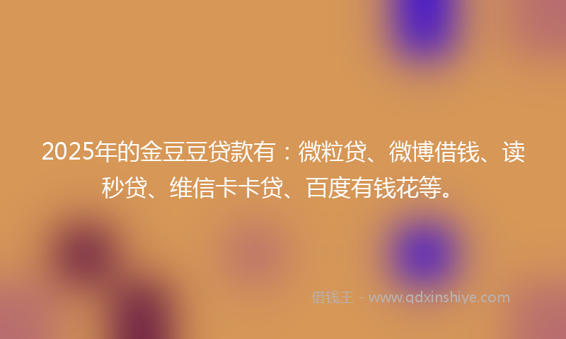 2025年的金豆豆贷款有：微粒贷、微博借钱、读秒贷、维信卡卡贷、百度有钱花等。