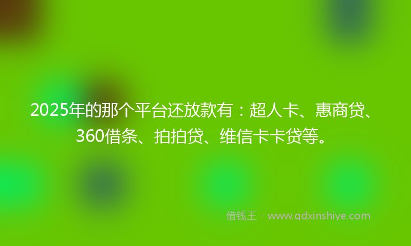2025年的那个平台还放款有：超人卡、惠商贷、360借条、拍拍贷、维信卡卡贷等。