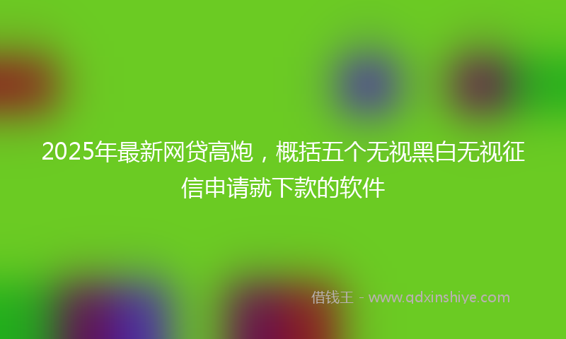 2025年最新网贷高炮，概括五个无视黑白无视征信申请就下款的软件