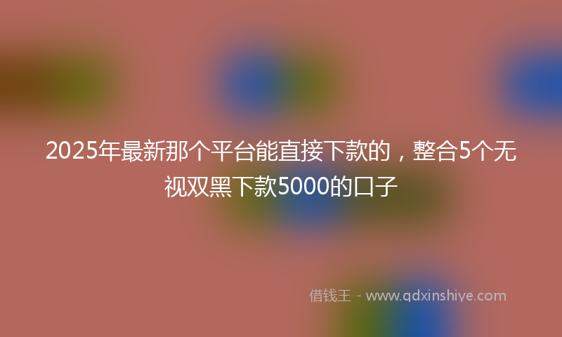 2025年最新那个平台能直接下款的，整合5个无视双黑下款5000的口子