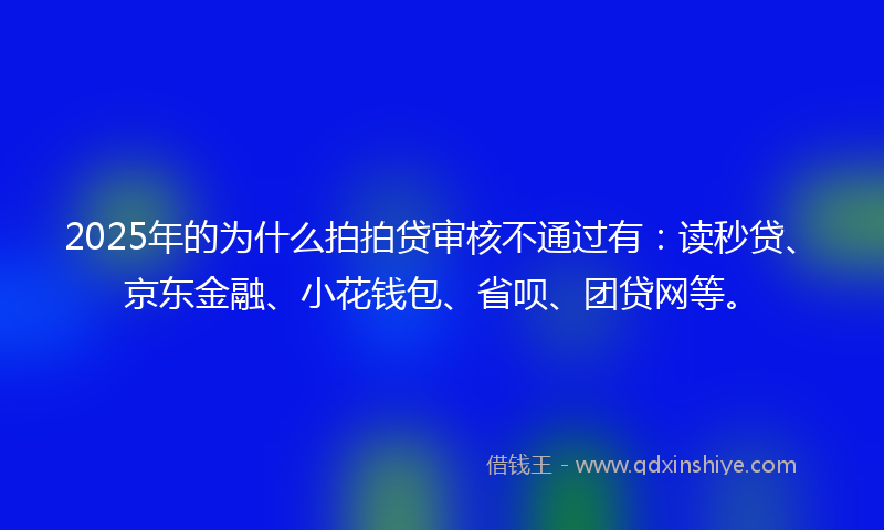 2025年的为什么拍拍贷审核不通过有：读秒贷、京东金融、小花钱包、省呗、团贷网等。
