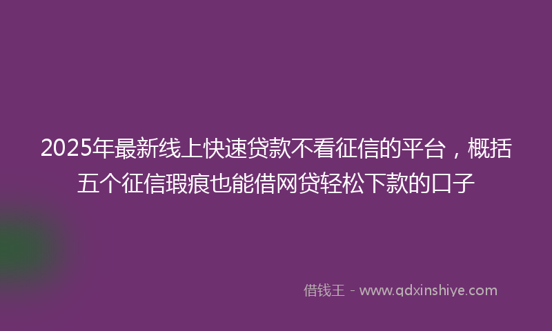 2025年最新线上快速贷款不看征信的平台，概括五个征信瑕疵也能借网贷轻松下款的口子