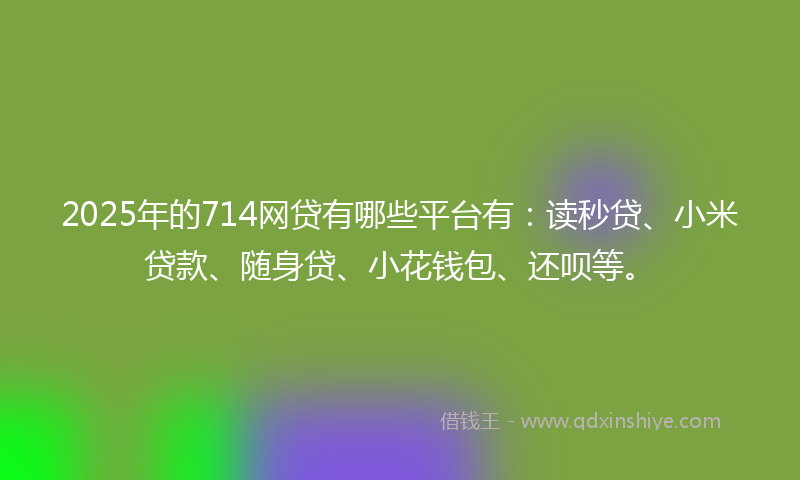 2025年的714网贷有哪些平台有：读秒贷、小米贷款、随身贷、小花钱包、还呗等。
