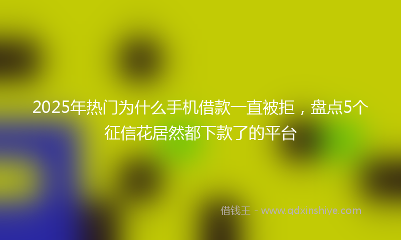 2025年热门为什么手机借款一直被拒，盘点5个征信花居然都下款了的平台