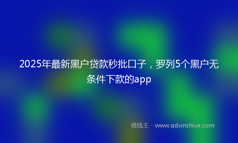 2025年最新黑户贷款秒批口子，罗列5个黑户无条件下款的app