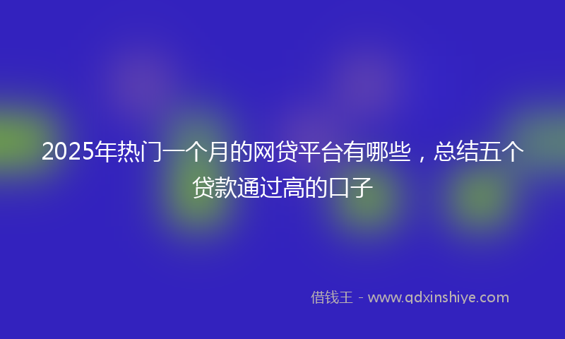 2025年热门一个月的网贷平台有哪些，总结五个贷款通过高的口子