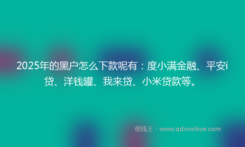 2025年的黑户怎么下款呢有：度小满金融、平安i贷、洋钱罐、我来贷、小米贷款等。