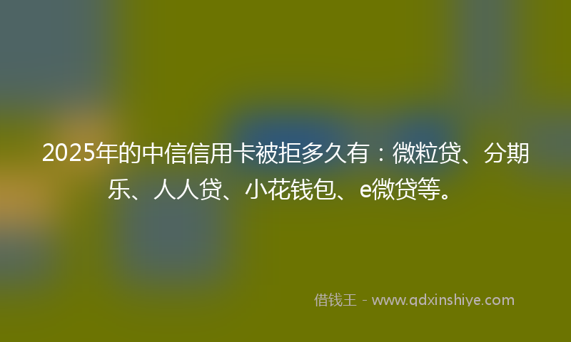 2025年的中信信用卡被拒多久有：微粒贷、分期乐、人人贷、小花钱包、e微贷等。