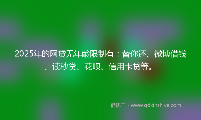 2025年的网贷无年龄限制有：替你还、微博借钱、读秒贷、花呗、信用卡贷等。