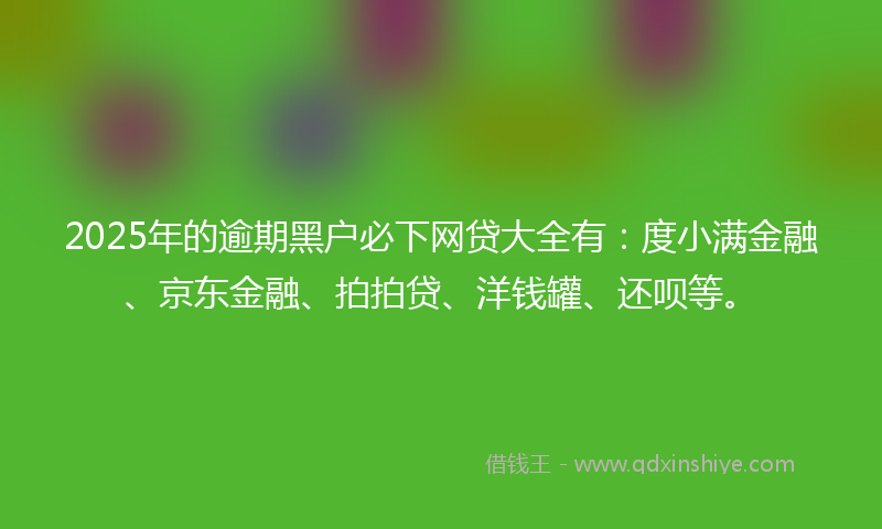 2025年的逾期黑户必下网贷大全有：度小满金融、京东金融、拍拍贷、洋钱罐、还呗等。