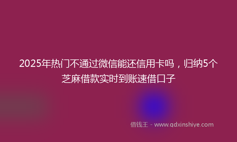 2025年热门不通过微信能还信用卡吗，归纳5个芝麻借款实时到账速借口子