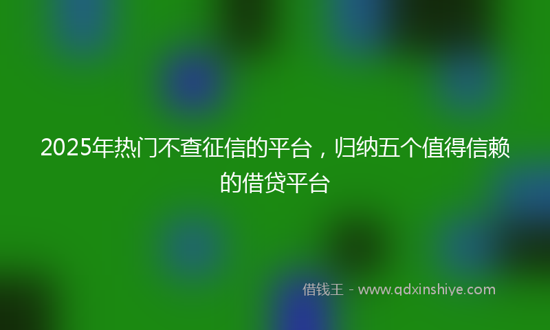 2025年热门不查征信的平台，归纳五个值得信赖的借贷平台
