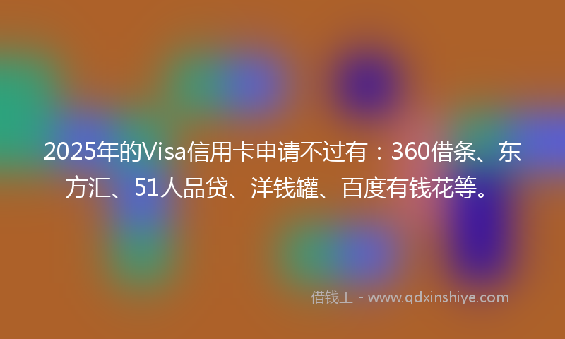 2025年的Visa信用卡申请不过有：360借条、东方汇、51人品贷、洋钱罐、百度有钱花等。