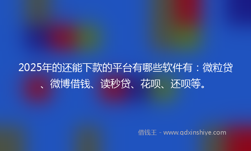 2025年的还能下款的平台有哪些软件有：微粒贷、微博借钱、读秒贷、花呗、还呗等。