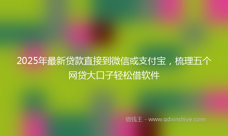2025年最新贷款直接到微信或支付宝，梳理五个网贷大口子轻松借软件