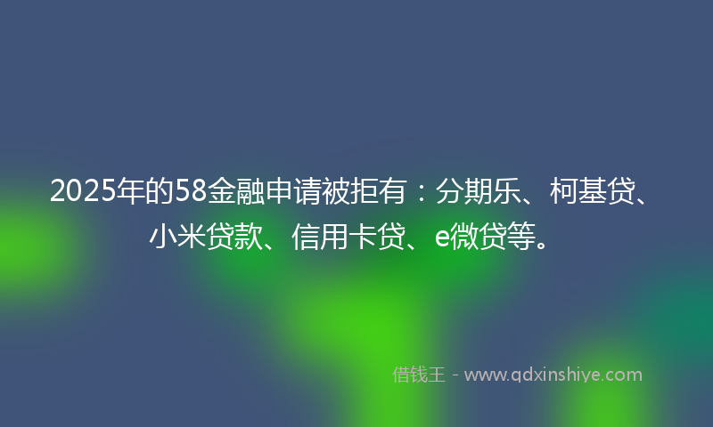 2025年的58金融申请被拒有：分期乐、柯基贷、小米贷款、信用卡贷、e微贷等。